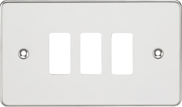 Knightsbridge MLA GDFP003PC Flat plate 3G grid faceplate - polished chrome - Knightsbridge MLA - Falcon Electrical UK