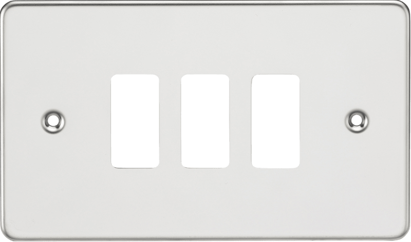 Knightsbridge MLA GDFP003PC Flat plate 3G grid faceplate - polished chrome - Knightsbridge MLA - Falcon Electrical UK
