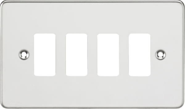 Knightsbridge MLA GDFP004PC Flat plate 4G grid faceplate - polished chrome - Knightsbridge MLA - Falcon Electrical UK