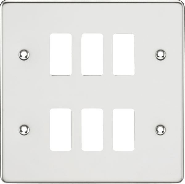 Knightsbridge MLA GDFP006PC Flat plate 6G grid faceplate - polished chrome - Knightsbridge MLA - Falcon Electrical UK