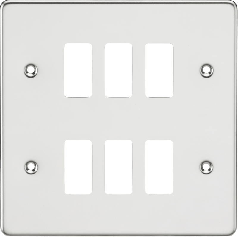 Knightsbridge MLA GDFP006PC Flat plate 6G grid faceplate - polished chrome - Knightsbridge MLA - Falcon Electrical UK