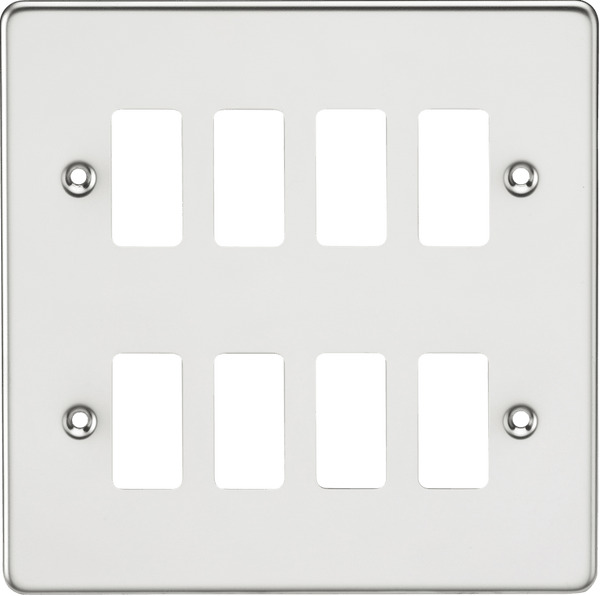 Knightsbridge MLA GDFP008PC Flat plate 8G grid faceplate - polished chrome - Knightsbridge MLA - Falcon Electrical UK