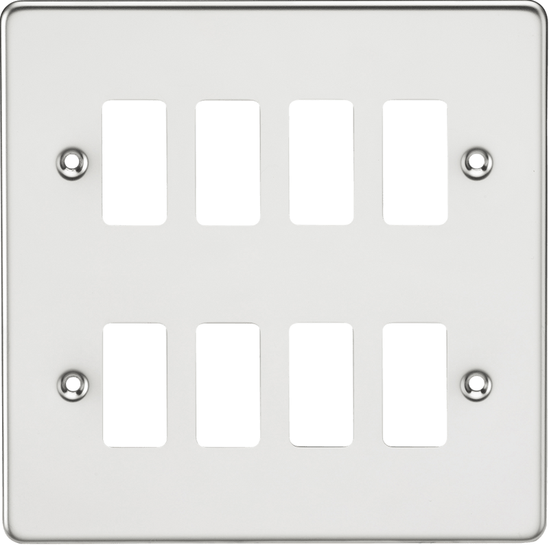 Knightsbridge MLA GDFP008PC Flat plate 8G grid faceplate - polished chrome - Knightsbridge MLA - Falcon Electrical UK