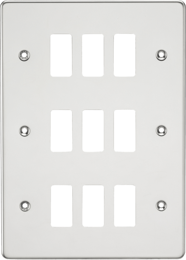 Knightsbridge MLA GDFP009PC Flat plate 9G grid faceplate - polished chrome - Knightsbridge MLA - Falcon Electrical UK