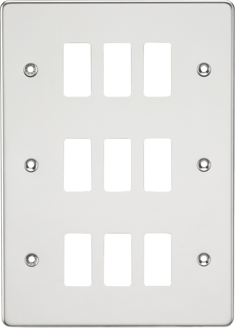 Knightsbridge MLA GDFP009PC Flat plate 9G grid faceplate - polished chrome - Knightsbridge MLA - Falcon Electrical UK