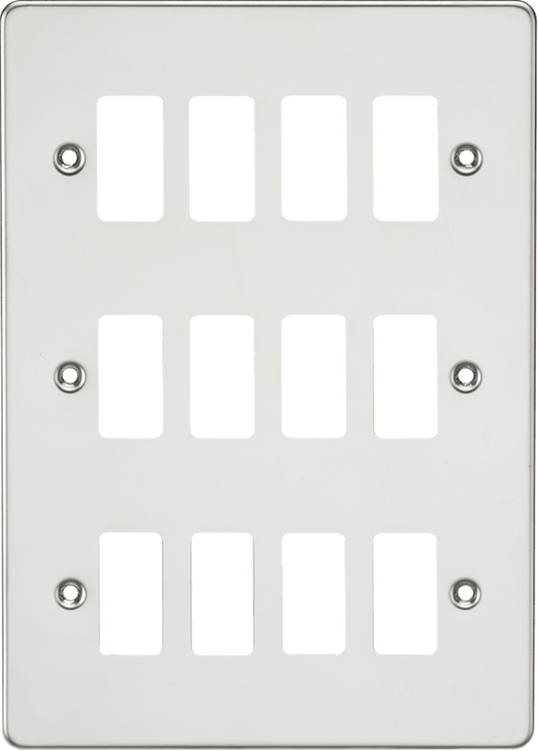 Knightsbridge MLA GDFP012PC Flat plate 12G grid faceplate - polished chrome - Knightsbridge MLA - Falcon Electrical UK