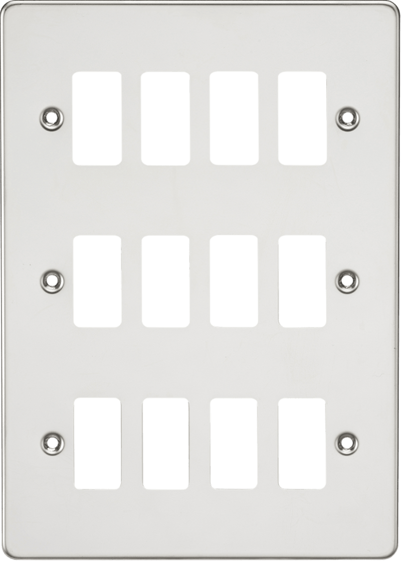 Knightsbridge MLA GDFP012PC Flat plate 12G grid faceplate - polished chrome - Knightsbridge MLA - Falcon Electrical UK