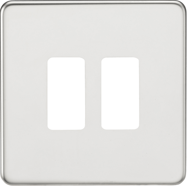 Knightsbridge MLA GDSF002PC Screwless 2G grid faceplate - polished chrome - Knightsbridge MLA - Falcon Electrical UK