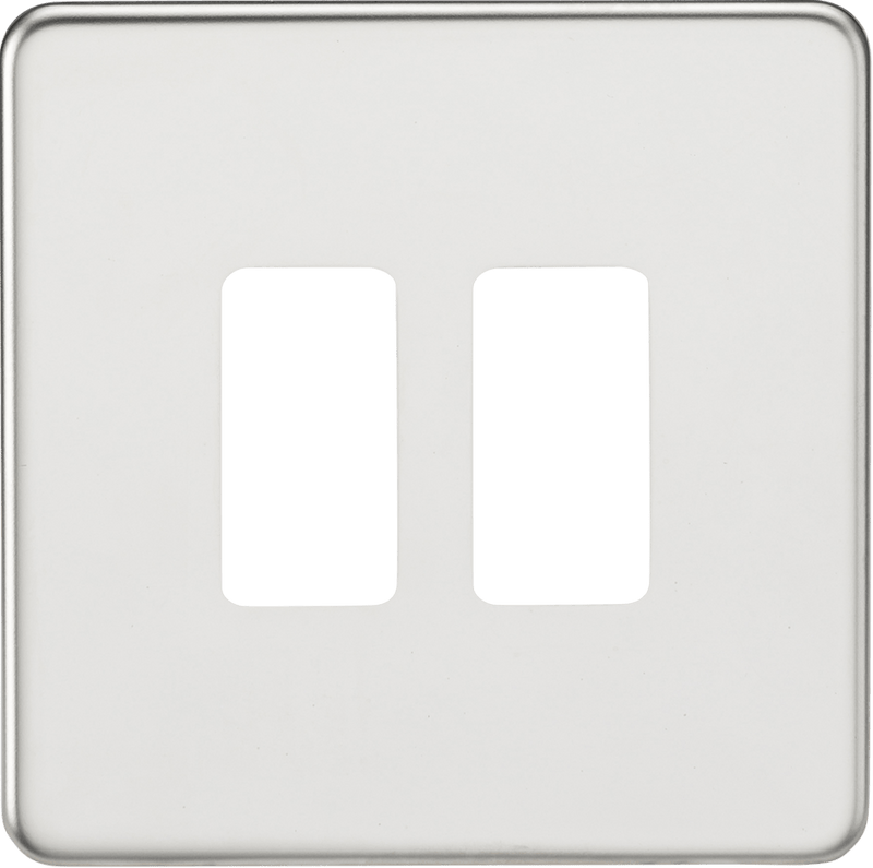 Knightsbridge MLA GDSF002PC Screwless 2G grid faceplate - polished chrome - Knightsbridge MLA - Falcon Electrical UK