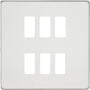 Knightsbridge MLA GDSF006PC Screwless 6G grid faceplate - polished chrome - Knightsbridge MLA - Falcon Electrical UK