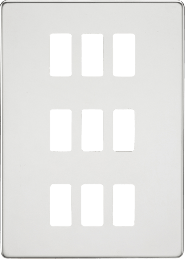 Knightsbridge MLA GDSF009PC Screwless 9G grid faceplate - polished chrome - Knightsbridge MLA - Falcon Electrical UK