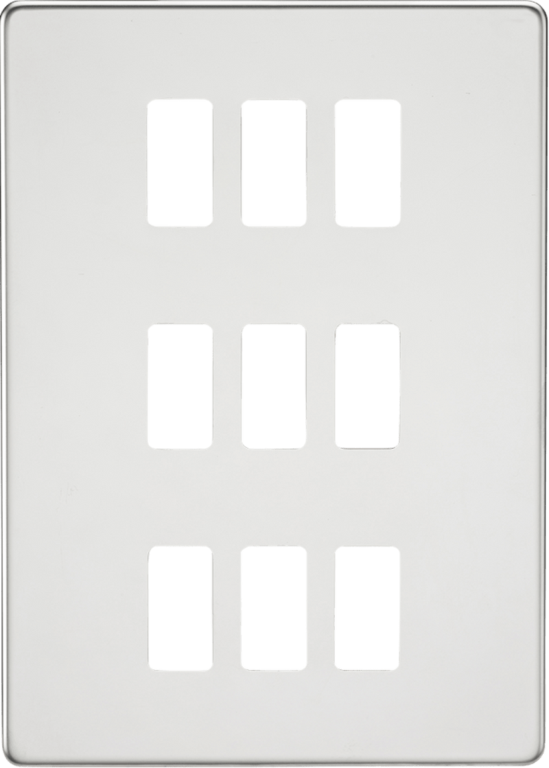 Knightsbridge MLA GDSF009PC Screwless 9G grid faceplate - polished chrome - Knightsbridge MLA - Falcon Electrical UK