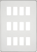 Knightsbridge MLA GDSF012PC Screwless 12G grid faceplate - polished chrome - Knightsbridge MLA - Falcon Electrical UK