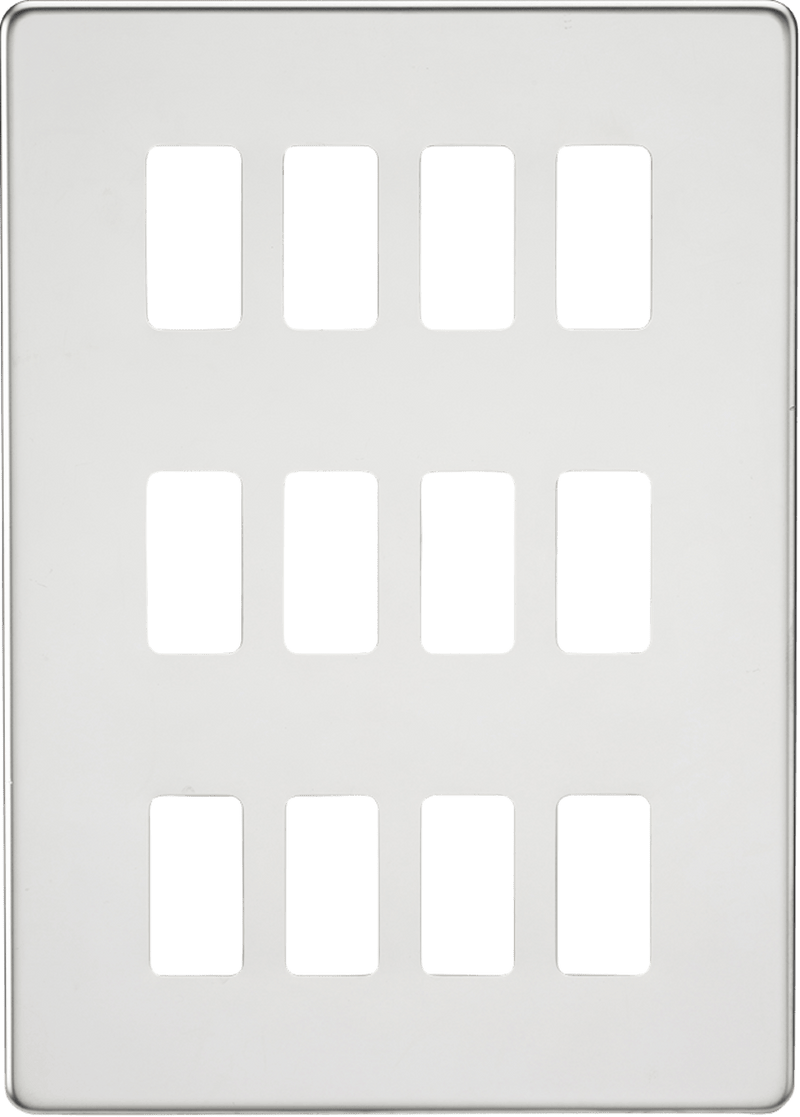 Knightsbridge MLA GDSF012PC Screwless 12G grid faceplate - polished chrome - Knightsbridge MLA - Falcon Electrical UK