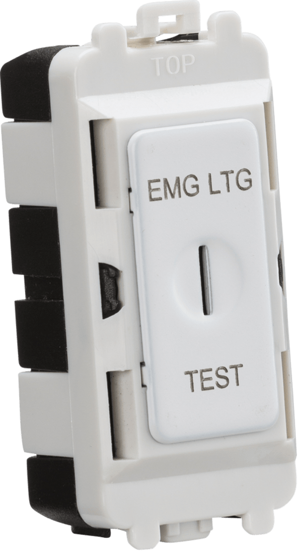 Knightsbridge MLA GDM008MW 20AX DP key module (marked EMG LTG TEST) - matt white - Knightsbridge MLA - Falcon Electrical UK