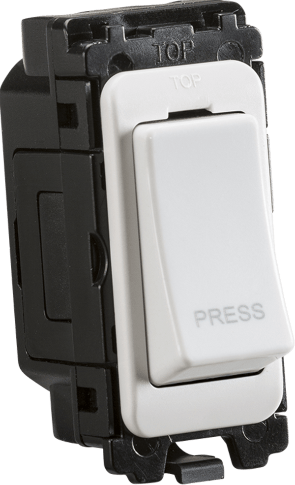 Knightsbridge MLA CUGM5 20AX 2-way retractive switch module (laser printed PRESS) - Knightsbridge MLA - Falcon Electrical UK