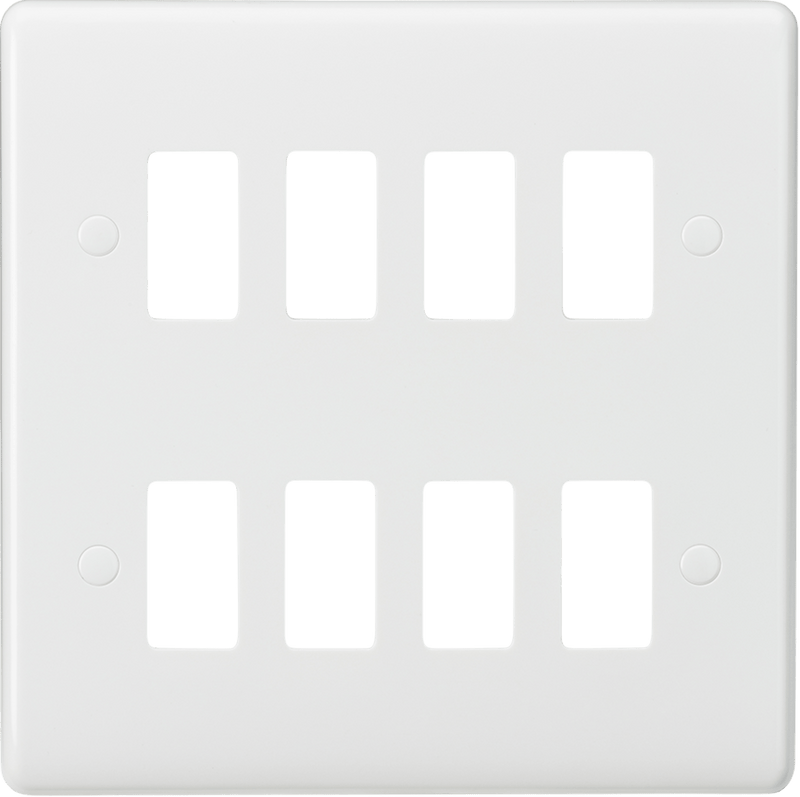 Knightsbridge MLA CUG8 Curved edge 8G grid faceplate - Knightsbridge MLA - Falcon Electrical UK