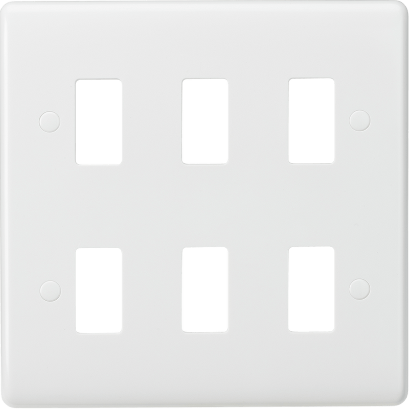 Knightsbridge MLA CUG6 Curved edge 6G grid faceplate - Knightsbridge MLA - Falcon Electrical UK