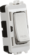 Knightsbridge MLA GDM006BC 20AX 2 way retractive SP module (marked PRESS) - brushed chrome - Knightsbridge MLA - Falcon Electrical UK