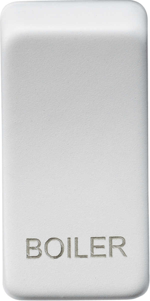 Knightsbridge MLA GDBOILMW Switch cover "marked BOILER" - matt white - Knightsbridge MLA - Falcon Electrical UK