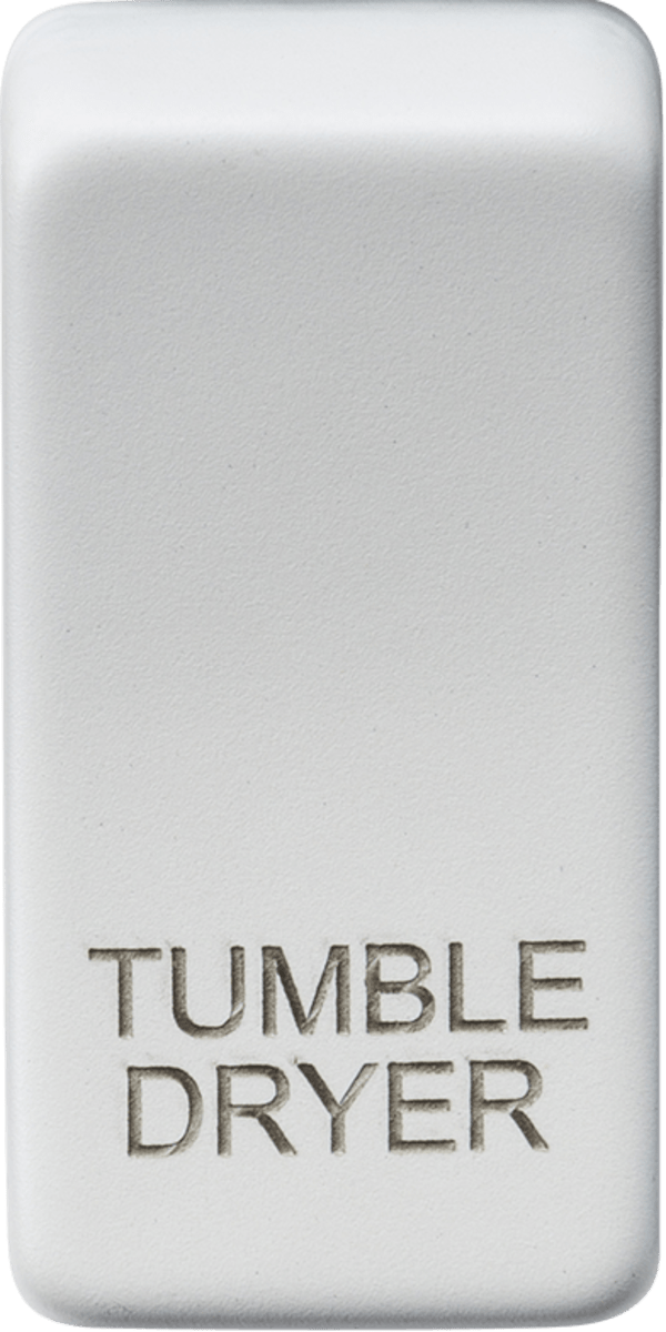 Knightsbridge MLA GDDRYMW Switch cover "marked TUMBLE DRYER" - matt white - Knightsbridge MLA - Falcon Electrical UK
