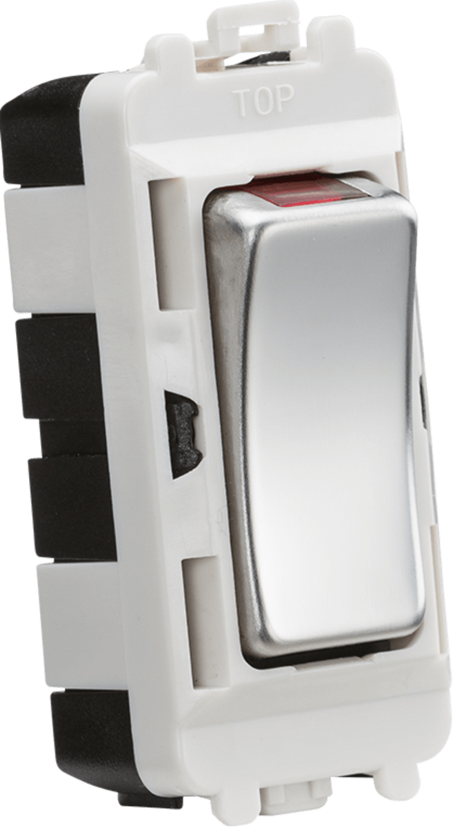 Knightsbridge MLA GDM003PC 20AX DP module with LED indicator - polished chrome - Knightsbridge MLA - Falcon Electrical UK