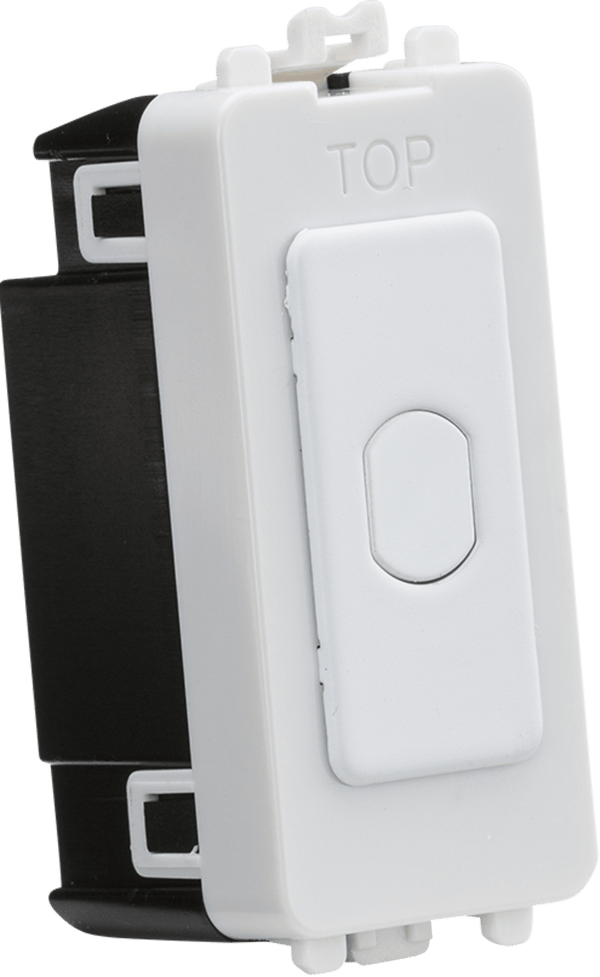 Knightsbridge MLA GDM014MW 1G 1-way 10-200W (10-100W LED) trailing edge dimmer (Press Type) - matt white - Knightsbridge MLA - Falcon Electrical UK