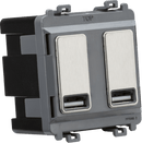 Knightsbridge MLA GDM016BC Dual USB charger module (2 x grid positions) 5V 2.4A (shared) - brushed chrome - Knightsbridge MLA - Falcon Electrical UK