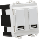 Knightsbridge MLA GDM016MW Dual USB charger module (2 x grid positions) 5V 2.4A (shared) - matt white - Knightsbridge MLA - Falcon Electrical UK