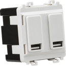Knightsbridge MLA GDM016U Dual USB charger module (2 x grid positions) 5V 2.4A (shared) - white - Knightsbridge MLA - Falcon Electrical UK