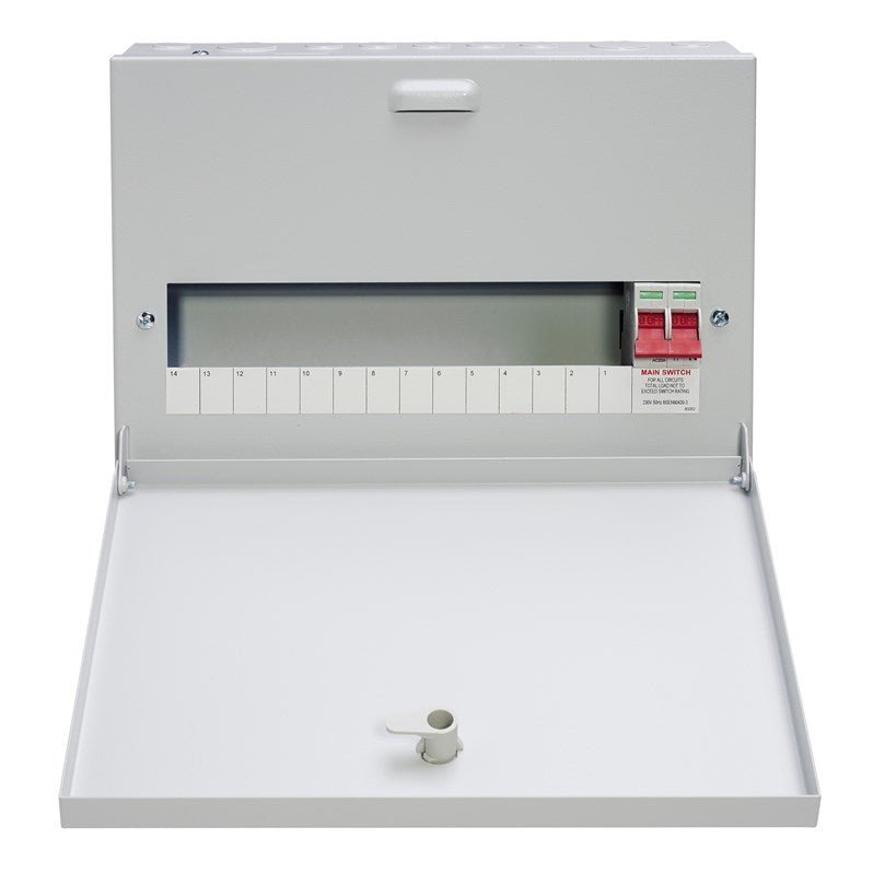 Crabtree 18SN14L 14-Way 125A Surface 1P+N Distribution Board c-w Switch Disconnector - Crabtree - Falcon Electrical UK