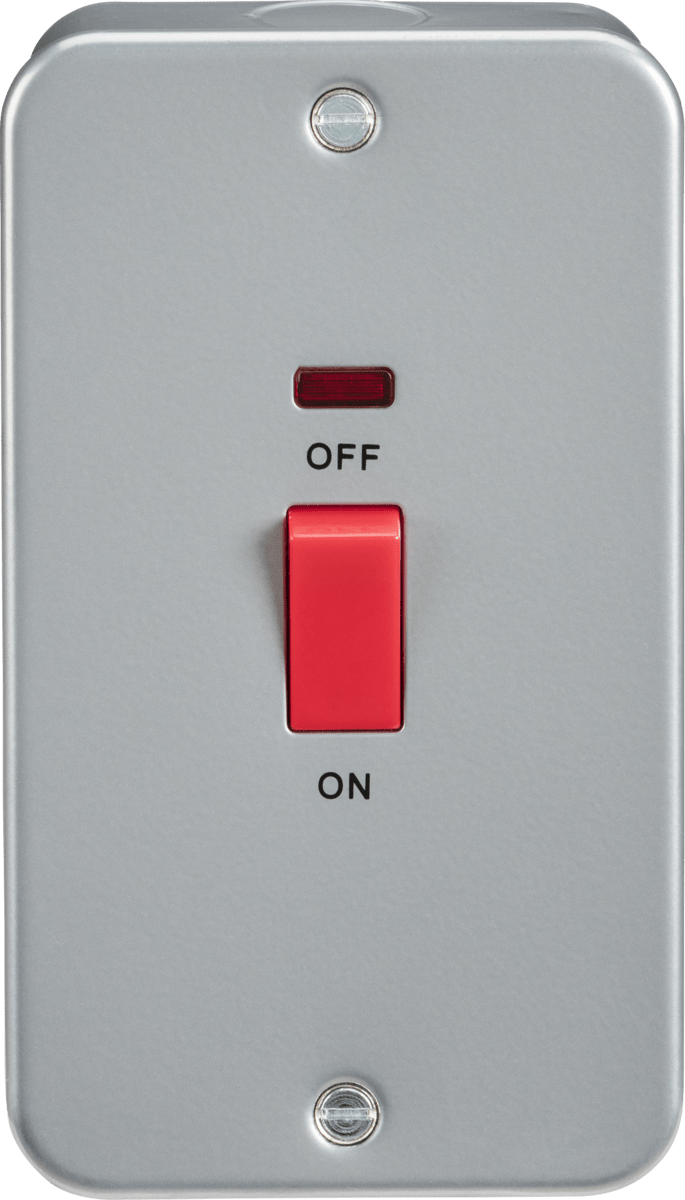 Knightsbridge MLA M8332N Metal Clad 45A DP Switch with Neon - Large Plate - Knightsbridge MLA - Falcon Electrical UK