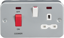 Knightsbridge MLA MR8333N Metal Clad 2G 45A DP Cooker Switch and 13A Switched Socket with Neons - Knightsbridge MLA - Falcon Electrical UK