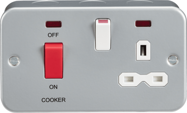 Knightsbridge MLA MR8333N Metal Clad 2G 45A DP Cooker Switch and 13A Switched Socket with Neons - Knightsbridge MLA - Falcon Electrical UK