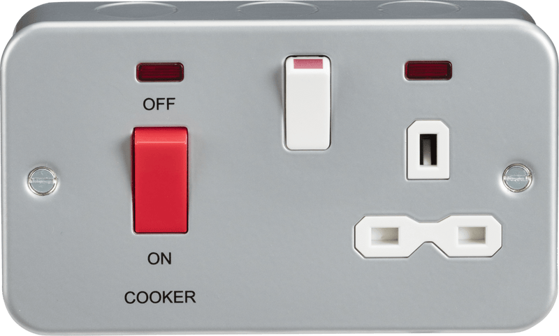 Knightsbridge MLA MR8333N Metal Clad 2G 45A DP Cooker Switch and 13A Switched Socket with Neons - Knightsbridge MLA - Falcon Electrical UK