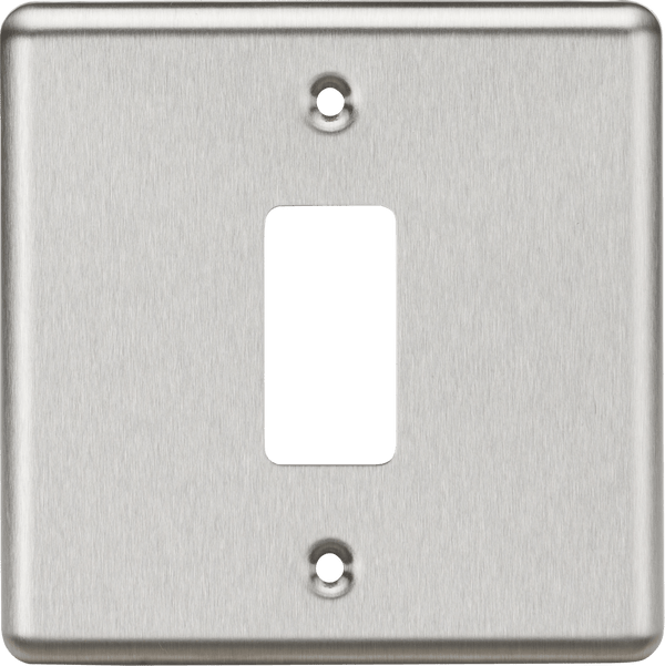 Knightsbridge MLA GDCL1BC 1G Grid Faceplate - Rounded Edge Brushed Chrome - Knightsbridge MLA - Falcon Electrical UK