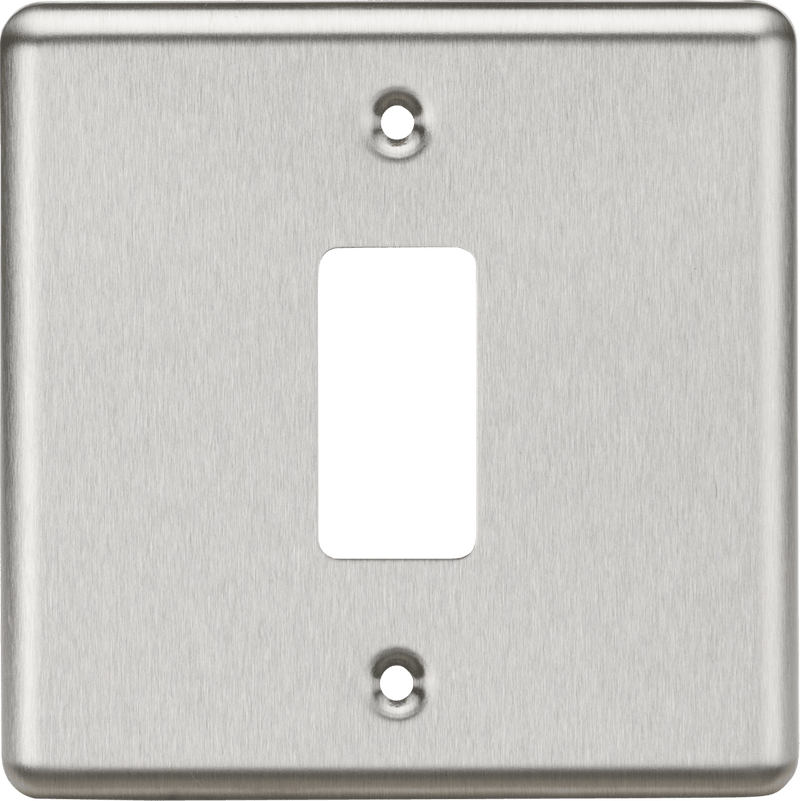 Knightsbridge MLA GDCL1BC 1G Grid Faceplate - Rounded Edge Brushed Chrome - Knightsbridge MLA - Falcon Electrical UK