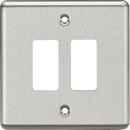 Knightsbridge MLA GDCL2BC 2G Grid Faceplate - Rounded Edge Brushed Chrome - Knightsbridge MLA - Falcon Electrical UK