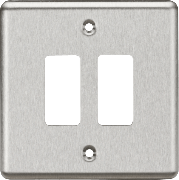 Knightsbridge MLA GDCL2BC 2G Grid Faceplate - Rounded Edge Brushed Chrome - Knightsbridge MLA - Falcon Electrical UK