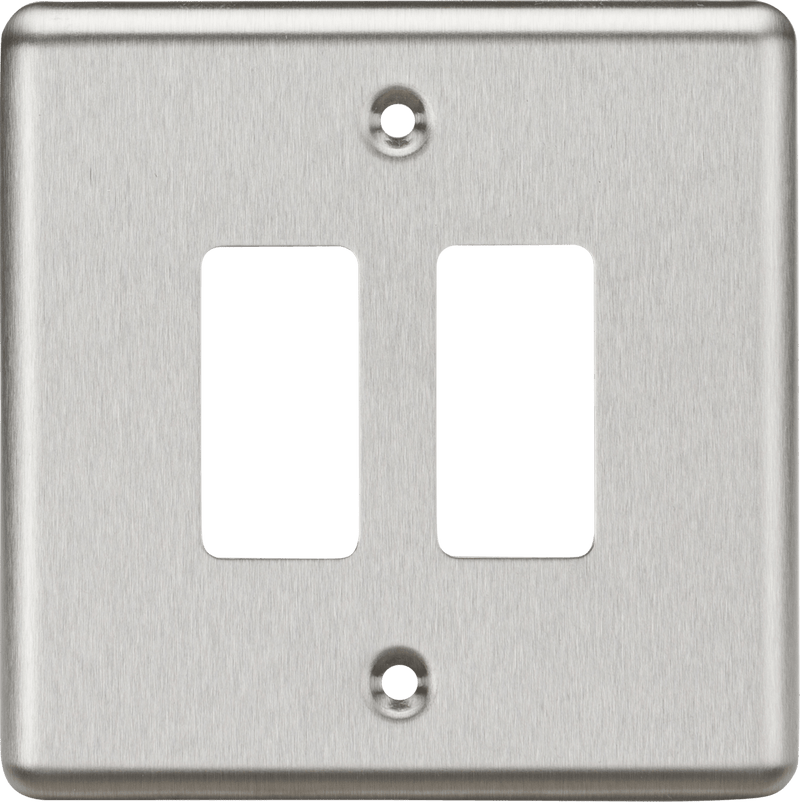 Knightsbridge MLA GDCL2BC 2G Grid Faceplate - Rounded Edge Brushed Chrome - Knightsbridge MLA - Falcon Electrical UK