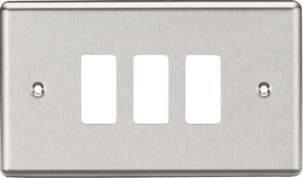 Knightsbridge MLA GDCL3BC 3G Grid Faceplate - Rounded Edge Brushed Chrome - Knightsbridge MLA - Falcon Electrical UK