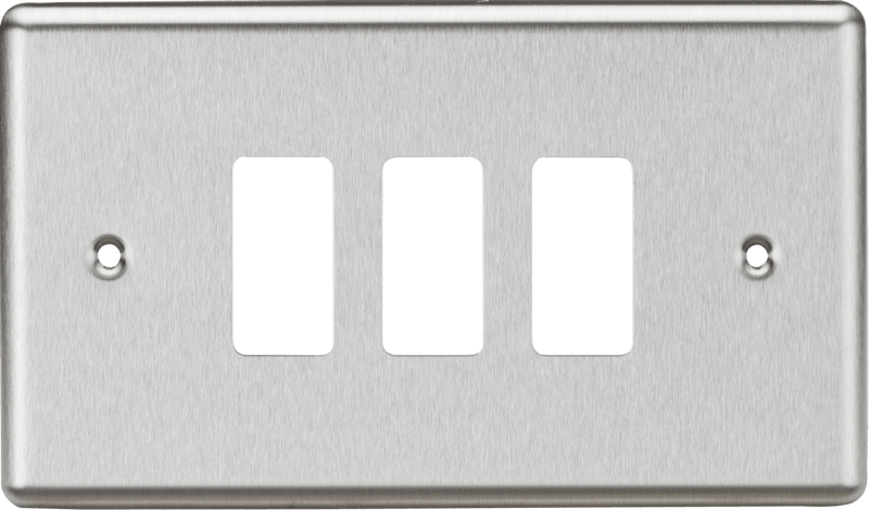 Knightsbridge MLA GDCL3BC 3G Grid Faceplate - Rounded Edge Brushed Chrome - Knightsbridge MLA - Falcon Electrical UK