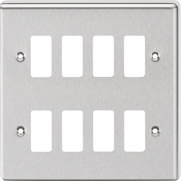 Knightsbridge MLA GDCL8BC 8G Grid Faceplate - Rounded Edge Brushed Chrome - Knightsbridge MLA - Falcon Electrical UK