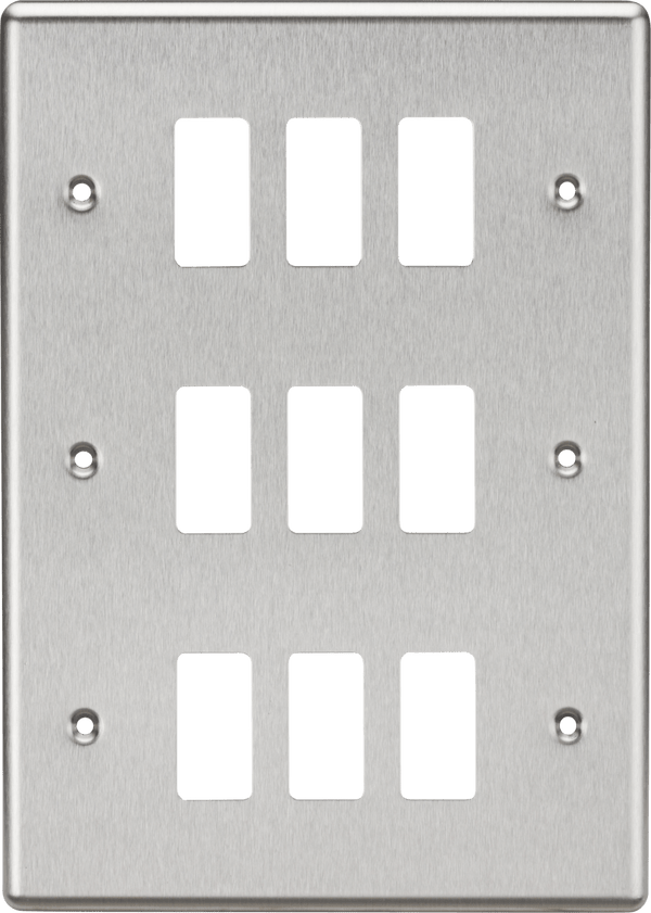 Knightsbridge MLA GDCL9BC 9G Grid Faceplate - Rounded Edge Brushed Chrome - Knightsbridge MLA - Falcon Electrical UK