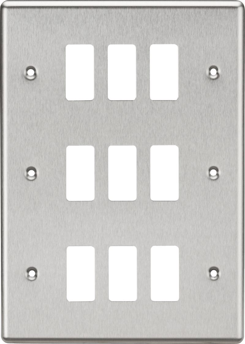 Knightsbridge MLA GDCL9BC 9G Grid Faceplate - Rounded Edge Brushed Chrome - Knightsbridge MLA - Falcon Electrical UK