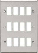 Knightsbridge MLA GDCL12BC 12G Grid Faceplate - Rounded Edge Brushed Chrome - Knightsbridge MLA - Falcon Electrical UK