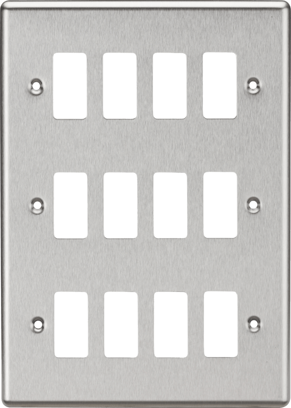 Knightsbridge MLA GDCL12BC 12G Grid Faceplate - Rounded Edge Brushed Chrome - Knightsbridge MLA - Falcon Electrical UK