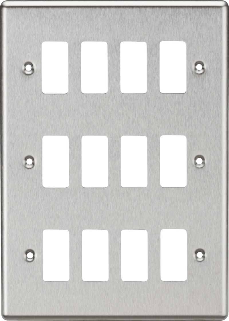 Knightsbridge MLA GDCL12BC 12G Grid Faceplate - Rounded Edge Brushed Chrome - Knightsbridge MLA - Falcon Electrical UK