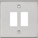 Knightsbridge MLA GDCS2BC 2G Grid Faceplate - Square Edge Brushed Chrome - Knightsbridge MLA - Falcon Electrical UK