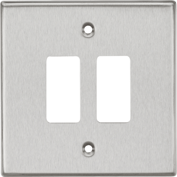 Knightsbridge MLA GDCS2BC 2G Grid Faceplate - Square Edge Brushed Chrome - Knightsbridge MLA - Falcon Electrical UK